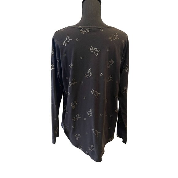 Old Navy Big Girls Unicorn Print Long Sleeve Tee black gold - Picture 4 of 6